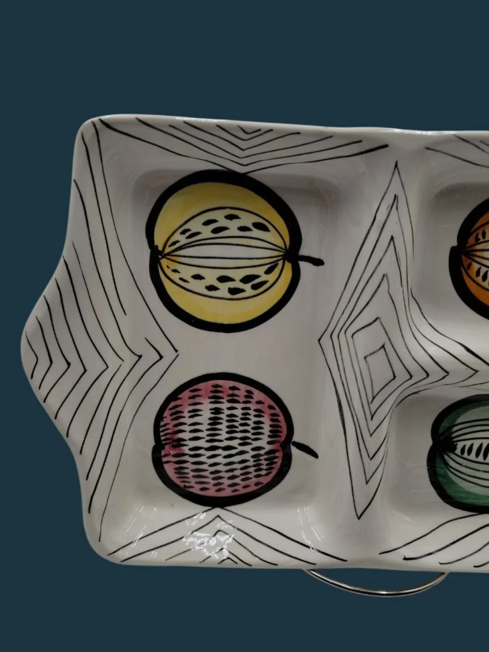VTG Italian Majolica Divided Serving Dish Dolce Ware Jay Willfred Co 1950s Style